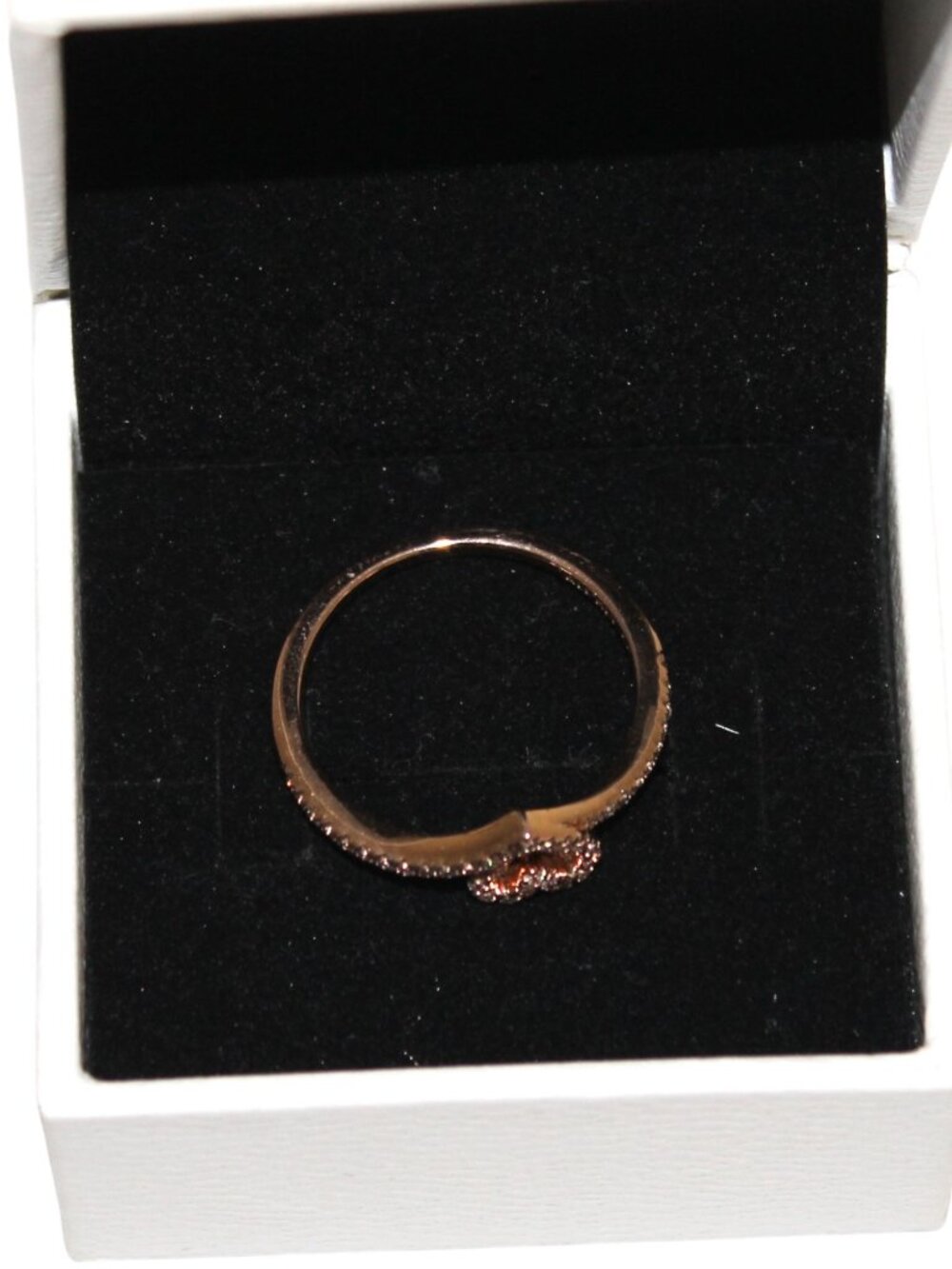 Pandora Sparkling Wishbone Heart Ring Rose Gold Plated Size 58 (8.5) - Picture 7 of 12